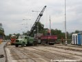 Skládání kolejnic určených pro rekonstrukci křižovatky Letenský tunel. | 12.7.2007