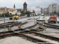 Vrchol rekonstruované křižovatky Letenský tunel na Štefánikově mostě. | 29.7.2007