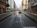 Po dešti se u křižovatky se Zborovskou ulicí v místě rekonstruované tratě objevilo kalné jezero :-). | 28.9.2007
