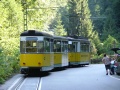 Souprava vlečných vozů Gotha B 2-62 ev.č.22+21 vedená motorovým vozem Gotha ET 57 ev.č.4 opustila konečnou zastávku Lichtenhainer Wasserfall | 19.8.2006