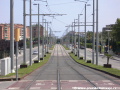 Zastávka Glòries na trati linky T4 za níž je vložena kolejová spojka, umožňující ukončení linky T5 | 10.-15.7.2008