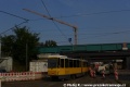 Souprava vozů KT4D #6046+6159 přijíždí na konečnou Schonweide, Sterndamm po provizorní jednokolejce, která zde vznikla kvůli rekonstrukci železničního mostu. | 28.9.2017