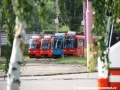Na kolejové harfě vozovny Krasňany vyčkávají vozy K2S ev.č.7132 (novostavba 2009), 7126 (novostavba 2007), 7120 (modernizace 2004) a 7127 (novostavba 2008).  | 14.7.2011