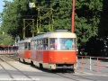 Souprava vozů T3SUCS ev.č.7738+7737 mířící od Trnavského Mýta na Ružinov vypravená na linku 9 pochází z roku 1985. | 18.7.2012