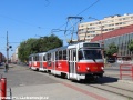 Souprava vozů T3P ev.č.7795+7796 modernizovaná v roce 2014, vypravená na linku 8 míří k zastávce Trnavské Mýto. | 26.6.2015