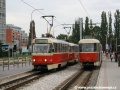 V zastávce Molecova došlo k setkání souprav vozů T3G ev.č.7839+7840 na lince 5 a T3G ev.č.7836+7835 na lince 9 | 3.8.2007