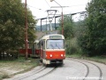 Z důvodu rekonstrukce tramvajové tratě byly linky z centra města zkráceny do obratiště ŽST Vinohrady, na snímku manipuluje na vnitřní koleji souprava vozů T3G ev.č.7839+7840 na lince 5 | 3.8.2007