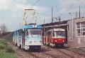 Brněnské vozy K2 #1024 a #1038 ve smyčce Královo Pole. | 24.4.1998