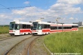 Pózování vozů RT6N1 ev.č.1802 a 1803 vedle sebe ve smyčce Technologický park. | 17.5.2015