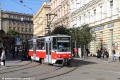 Z České do Joštovy ulice odbočuje souprava vozů T6A5 #1241+#1242 vypravená na linku 3. Vozy byly v Praze provozovány pod #8710+#8709. | 1. 10. 2024