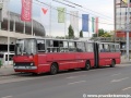 U zastávky Puskás Ferenc Stadion „odpočívá“ na lince 75 trolejbus Ikarus 280T ev.č.203 z roku 1986, který byl jako jeden z prototypů na rok zapůjčený na zkoušky do Moskvy. | 13.7.2012