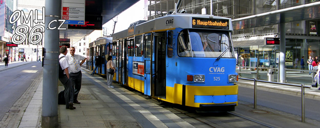 Linka 6 vedená vozem #525 v zastávce Zentralhaltestelle. | 20.8.2010