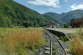 Opuštěné, zarůstající a rozebírané kolejiště stanice Čiernohronské železnice Chvatimech. | 15.7.2021