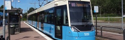Vůz Bombardier/Alstom Flexity #509 byl zachycen ve smyčce Östra Sjukhuset. | 19. 7. 2024
