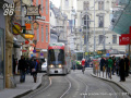 Tramvaj na lince 4 směřující na Andritz mezi zastávkami Hauptplatz - Schlossbergplatz. | 28.-29.1.2011