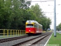 Po nově zrekonstruované části tratě projíždí vůz Düwag GT8 ev. č. 87. | 23.7.2014