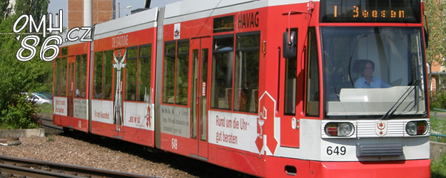 Vůz MGT6 ev.č.649 na lince 1 přijíždí do zastávky Südstadt | 8.5.2008