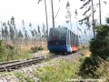 Vůz č.1 pozemní lanové dráhy Starý Smokovec - Hrebienok stoupá k výhybně ve středu tratě | 22.8.2008