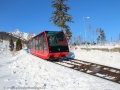 Vůz č.1 pozemní lanové dráhy Starý Smokovec-Hrebienok ve výhybně. | 29.1.2012