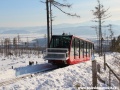 Vůz ev.č.2 pozemní lanové dráhy Starý Smokovec-Hrebienok stoupá od středové výhybny na Hrebienok. | 29.1.2012