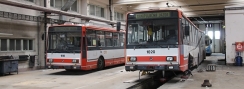 Trolejbusy Škoda 15 Tr 13/7M ev.č.1020 a 1018 odstavené ve vozovně. | 21.8.2015