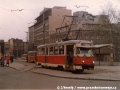 Slavnostně vyzdobený vůz T2 ev.č.8 manipuluje v tehdejší podobě terminálu Fügnerova | 23.4.1988