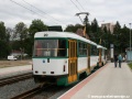 Souprava vozů T3R.P ev.č.20+T3R.PLF ev.č.22 vypravená na linku 11 stanicuje v zastávce Textilana. | 13.9.2011