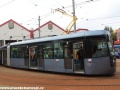 Vůz EVO2 ev.č.84 s otevřenými dveřmi v areálu vozovny tramvají. | 6.10.2012