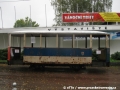 Renovovaný vlečný vůz ev.č.44 vystavený před vstupem do vznikajícího Centra historie tramvajové dopravy | 28.9.2010