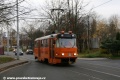 Pracovní vůz T3 ev.č.263 vniklý dosazením této vozové skříně na vůz T2 v roce 1986 vjíždí do zastávky Litvínov, Technické služby. | 5.11.2010