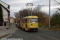 Souprava vozů T3M3 ev.č.282+247 vypravená na linku 4 míří k zastávce Litvínov, Technické služby. | 5.11.2010