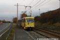 Souprava vozů T3M3 ev.č.306+240 vypravená na linku 1 vjíždí do zastávky Cesta do Kopist. | 5.11.2010