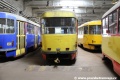 Tři vozy T3M3 ev.č.303, 309, 241 v mostecké vozovně. | 2.6.2012