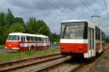 A tak se na meziměstské trati spojující města Most a Litvínov pokoušíme o pořízení první společné fotografie vozu T5B6 ev.č.273 fotografům za společnosti autobusu Škoda 706 RTO MTZ ev.č.150. | 2.6.2012