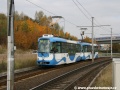 Souprava vozů VarioLF ev.č.1345+1341 (ex T3 ev.č.792 a T3 ev.č.780) z roku 2011 a 2010 vypravená na linku 1 míří po, od prosince 2005, prodloužené trati do smyčky Dubina, Interspar. | 28.10.2011