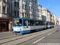 Souprava vozů T6A5 ev.č.1101+1102 vypravená na linku 8 se blíží do zastávky Stodolní. | 19.10.2012