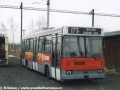 ...v areálu stál třeba prototyp trolejbusu 17Tr vyrobený v roce 1987 užívající si zkušební provoz na trati z Horního Žďáru do Jáchymova například s asynchronní výzbrojí. Po ukončení zkoušek a demontáže elektrické výzbroje stál ještě několik let v areálu závodu, než byl zakoupen Dopravním podnikem Ostrava. | 13.4.1996