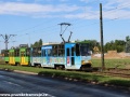 Souprava vozů Konstal 105Na ev.č.278+279 projíždí úsekem mezi zastávkami Smoluchowskiego a Węgorka. | 1.7.2012