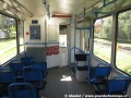 Pohled do interiéru tramvaje T6B5-R (T3MR) ev.č.35174. Vpravo na tyči se nachází čtečka bezkontaktních jízdenek tzv. E-Talonů. | 1.10.2011