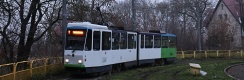 KT4DtM #134 stojí ve smyčce Krzekowo. V době mé návštěvy zbýval této smyčce poslední půl rok existence, neboť v souvislosti s prodloužením tramvajové trati na Osiedle Zawadzkiego bude tato smyčka zrušena. | 25.11.2022
