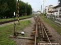 Na výhybce v koncové stanici Trenčianské Teplice je patrné její využívání pouze v jednom směru jízdy. | 20.8.2008