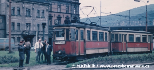 Předmostí a opravdu poslední jízda ústeckých tramvají s Boverou ev.č.81+ vlečným vozem ev.č.4... | 2.6.1970