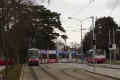 Tramvaj ULF #744 projíždí smyčkou Aspern, Oberdorfstrasse. | 4.1.2019