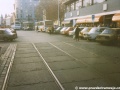 Pozůstatky zrušené tramvajové trati v ulici Na Florenci. | listopad 1994