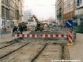 Likvidace panelů velkoplošných panelů BKV během rekonstrukce tramvajové tratě v ulici Na Poříčí | 18.3.2003