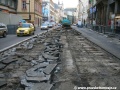 Oblouk z Národní do Spálené ulice prošel rekonstrukcí v roce 2004, proto zde dojde pouze k náhradě kolejnic | 26.7.2010