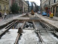 Zatím končící úsek dokončované tramvajové tratě od Spálené ulice | 9.8.2010