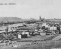 Pohled na právě probíhající výstavbu nové Podolské vodárny, která byla podle projektu Antonína Engela, realizována v letech 1925 - 1929 firmou Kress Praha. | okolo 1926