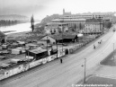 Oblast okolí zastávek Pod Klaudiánkou v Podolské ulici ještě před dostavbou druhé poloviny Podolské vodárny. | okolo 1952