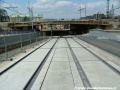 Zřizování nové tramvajové tratě na přeložce pod železničními mosty u Bulhara. | 7.8.2004